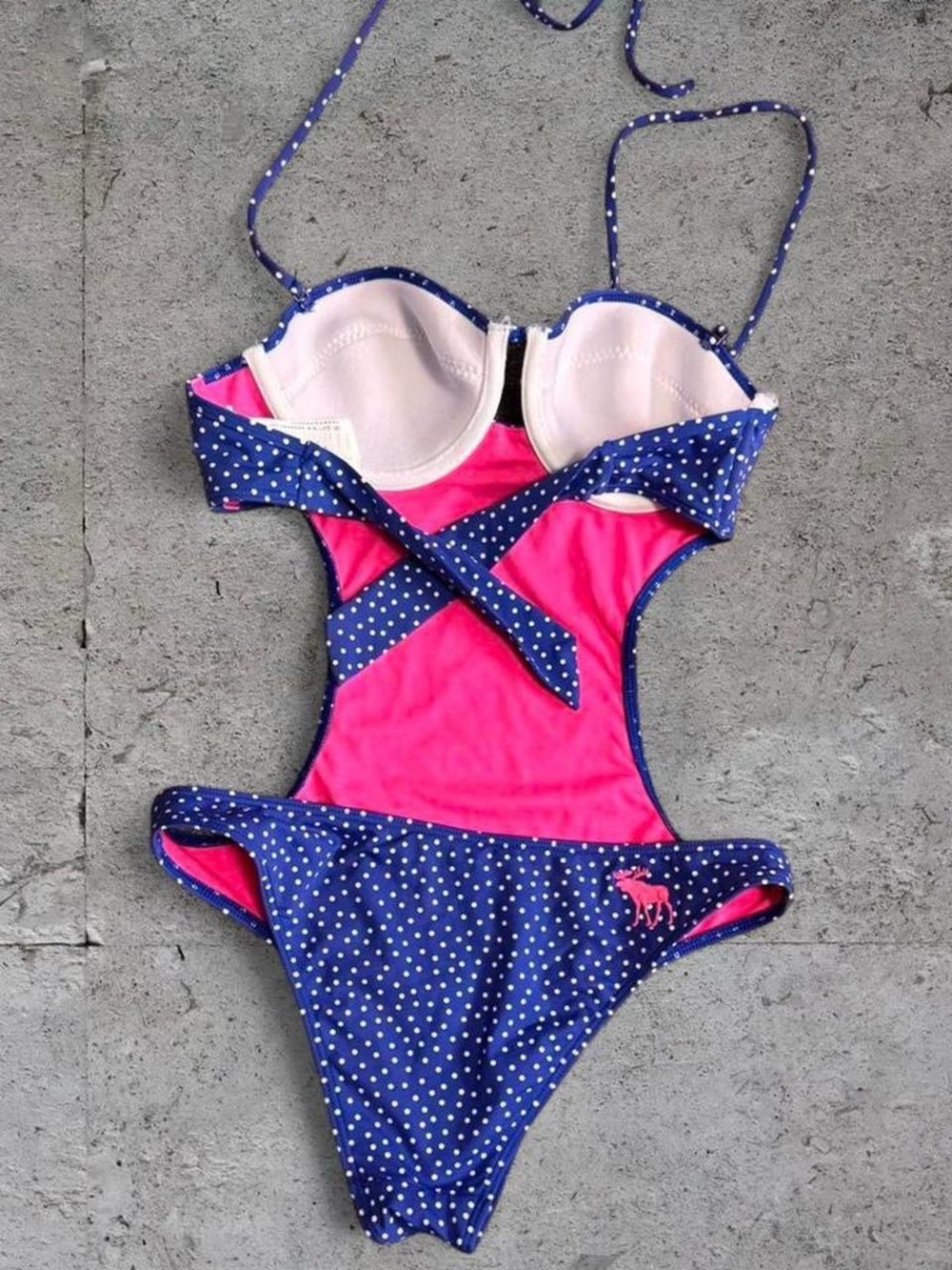 Abercrombie & Fitch blue polka dot one piece swimsuit - Picture 2 of 8